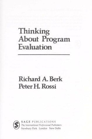 Cover of Thinking About Program Evaluation