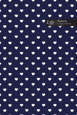 Book cover for Hearts Pattern Composition Notebook, Dotted Lines, Wide Ruled Medium Size 6 x 9 Inch (A5), 144 Sheets Blue Cover