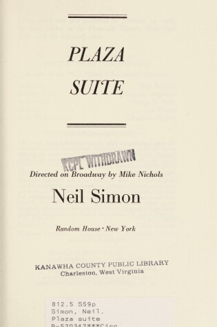 Cover of Plaza Suite Play