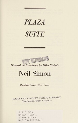 Book cover for Plaza Suite Play