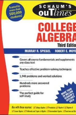 Cover of Schaum's Outline of College Algebra, 3/e