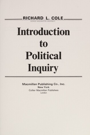 Cover of Introduction to Political Inquiry