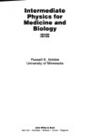 Cover of Intermediate Physics for Medicine and Biology