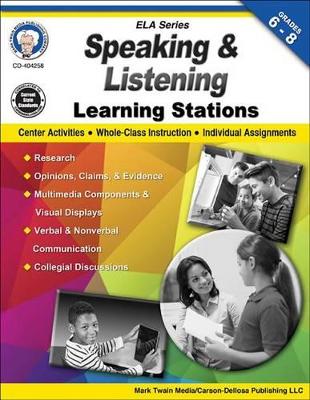 Book cover for Speaking and Listening Learning Stations, Grades 6-8
