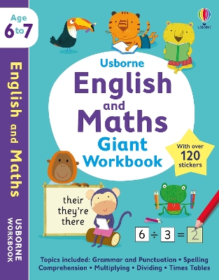 Book cover for Usborne English and Maths Giant Workbook 6-7
