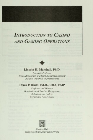 Cover of Introduction to Casino and Gaming Operations