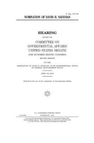 Cover of Nomination of David H. Safavian