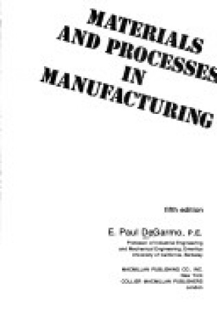 Cover of Materials and Processes in Manufacturing