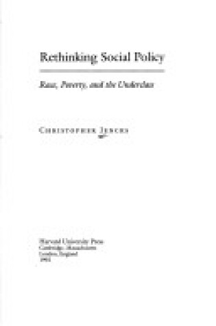 Cover of Rethinking Social Policy