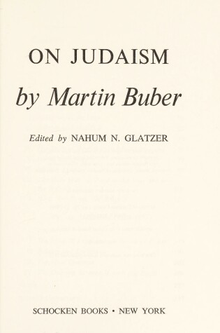 Cover of On Judaism