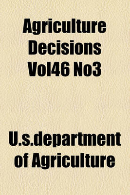 Book cover for Agriculture Decisions Vol46 No3
