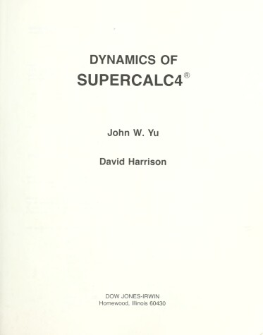 Book cover for Dynamics of SuperCalc 4