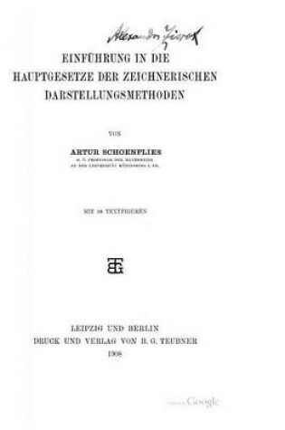 Cover of Einfuhrung in die hauptgesetze der zeichnerischen darstellungsmethoden