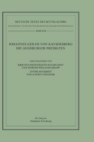 Cover of Johannes Geiler von Kaysersberg, Die Augsburger Predigten