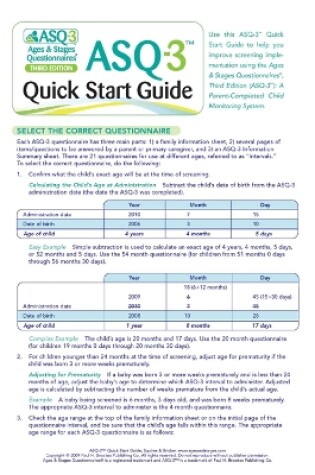 Cover of Ages & Stages Questionnaires® (ASQ®-3): Quick Start Guide (English)