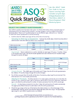 Book cover for Ages & Stages Questionnaires® (ASQ®-3): Quick Start Guide (English)