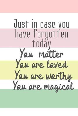 Book cover for Just in case you forget today You matter You are Loved You are worthy You are magical