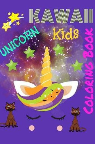 Cover of kawaii unicorn kids coloring book