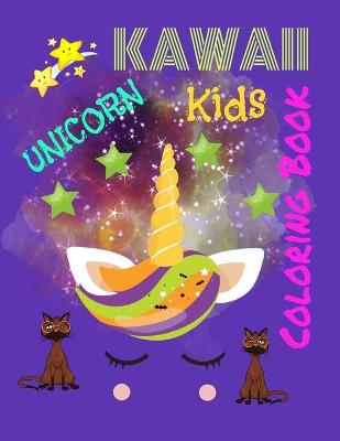 Book cover for kawaii unicorn kids coloring book