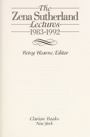 Cover of The Zena Sutherland Lectures, 1983-1992