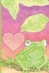 Book cover for Cute Green Frog Pink Sky Composition Blank Line School Notebook Sandy Closs