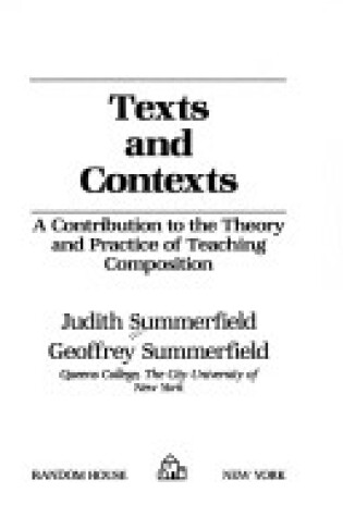 Cover of Texts and Contexts