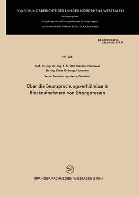 Cover of UEber Die Beanspruchungsverhaltnisse in Blockaufnehmern Von Strangpressen