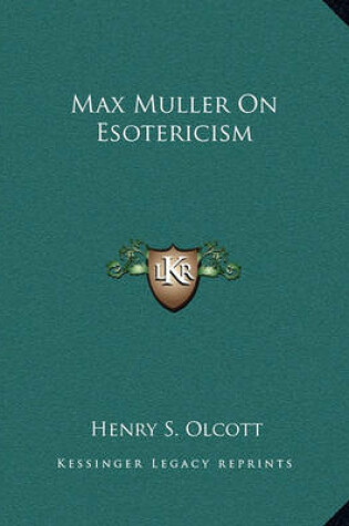 Cover of Max Muller on Esotericism