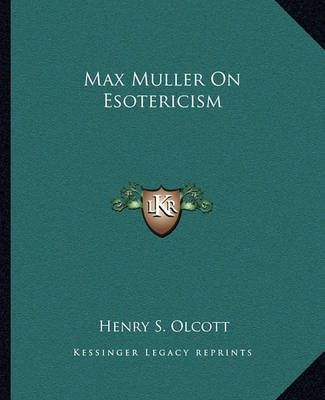 Book cover for Max Muller on Esotericism
