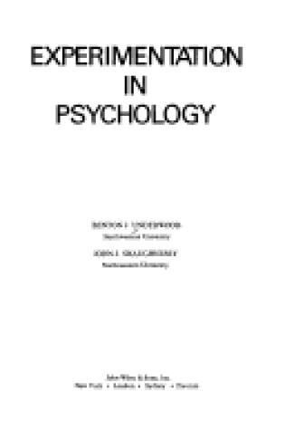 Cover of Experimentation in Psychology