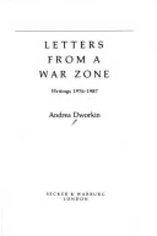 Cover of Letters from a War Zone