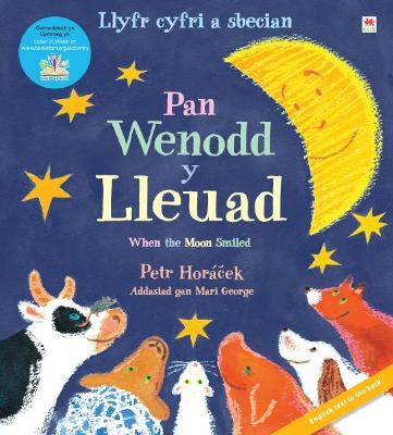 Book cover for Llyfr Cyfri a Sbecian: Pan Wenodd y Lleuad / When the Moon Smiled