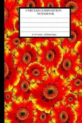 Cover of Unruled Composition Notebook 6" x 9". 120 Pages. Bright Chamomile Floral Pattern