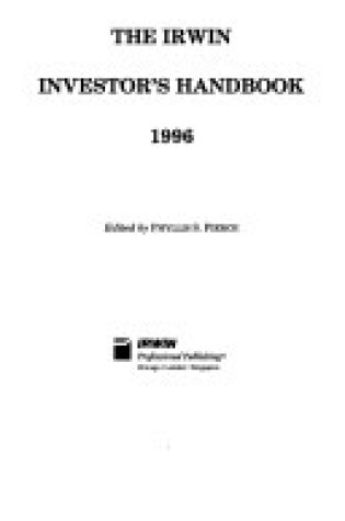 Cover of Irwin Investor's Handbook 1996 Pb