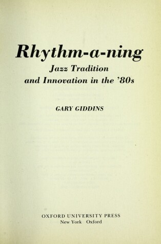 Book cover for Rhythm-a-nig