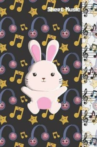 Cover of Blank Sheet Music Notebook Kawaii Themed - 100 Pages Of Manuscript Paper