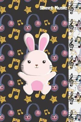 Book cover for Blank Sheet Music Notebook Kawaii Themed - 100 Pages Of Manuscript Paper