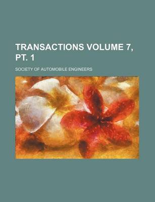 Book cover for Transactions Volume 7, PT. 1