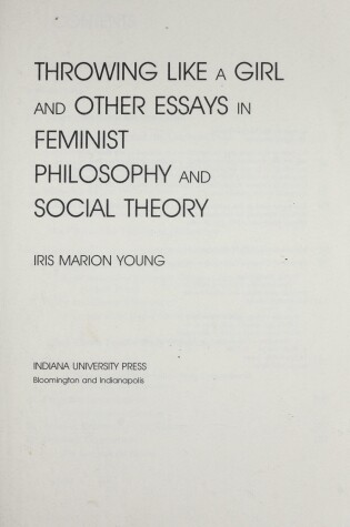 Cover of Throwing Like a Girl and Other Essays in Feminist Philosophy