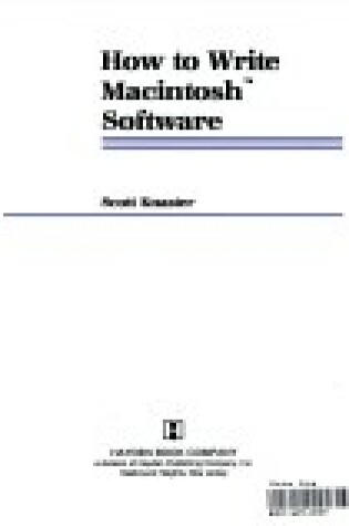 Cover of How to Write Macintosh Software