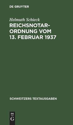 Cover of Reichsnotarordnung Vom 13. Februar 1937