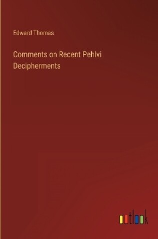 Cover of Comments on Recent Pehlvi Decipherments