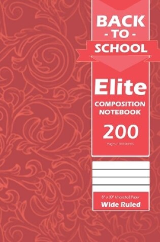 Cover of Back To School Elite Notebook, Wide Ruled Lined, Large 8 x 10 Inch, Grade School, Students, 100 Sheet Pink Cover