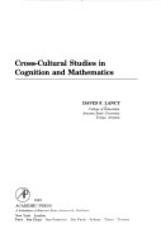 Cover of Cross-cultural Studies in Cognition and Mathematics