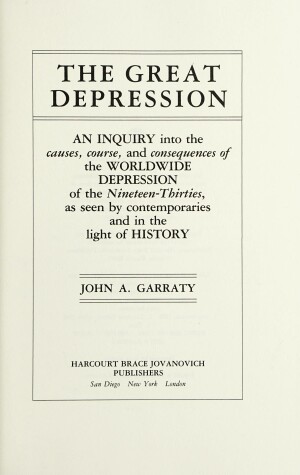 Book cover for Great Depression