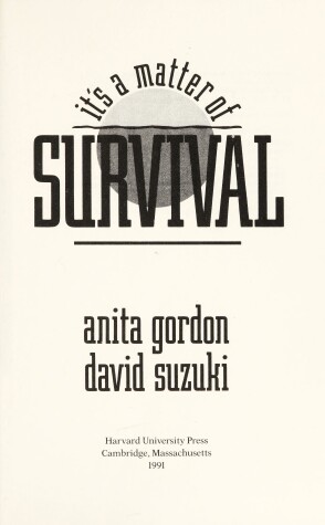 Book cover for Its A Matter of Survival (Cloth)