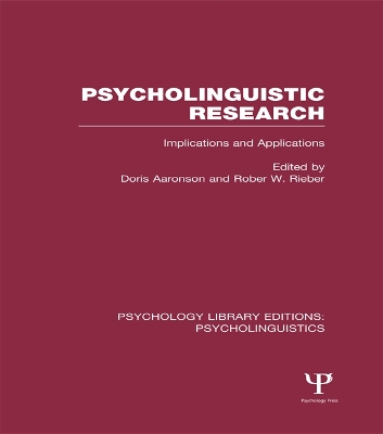 Cover of Psycholinguistic Research (PLE: Psycholinguistics)