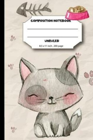 Cover of Composition notebook unruled 200 pages, 8.5 x 11 inch, Kawaii cutie cat