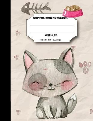Book cover for Composition notebook unruled 200 pages, 8.5 x 11 inch, Kawaii cutie cat