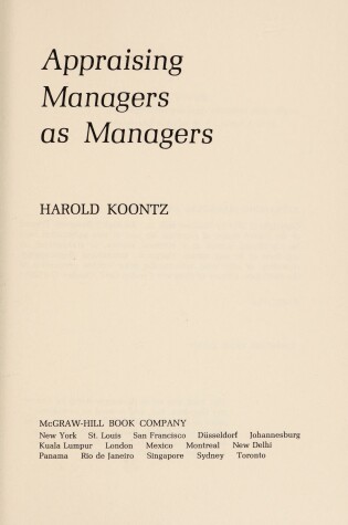 Cover of Appraising Managers as Managers